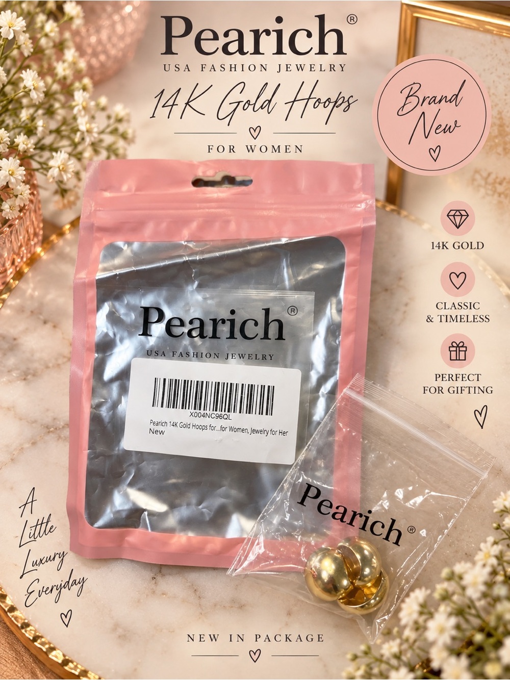 14K Gold Hoops Huggie Earrings
